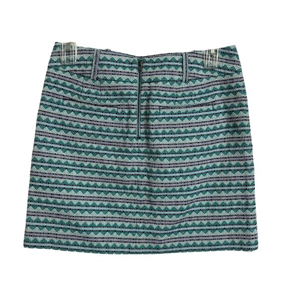 LOFT Womens Teal & Black Chevron Striped Jacquard Mini Skirt SZ 8 Preppy Y2K - Picture 2 of 5